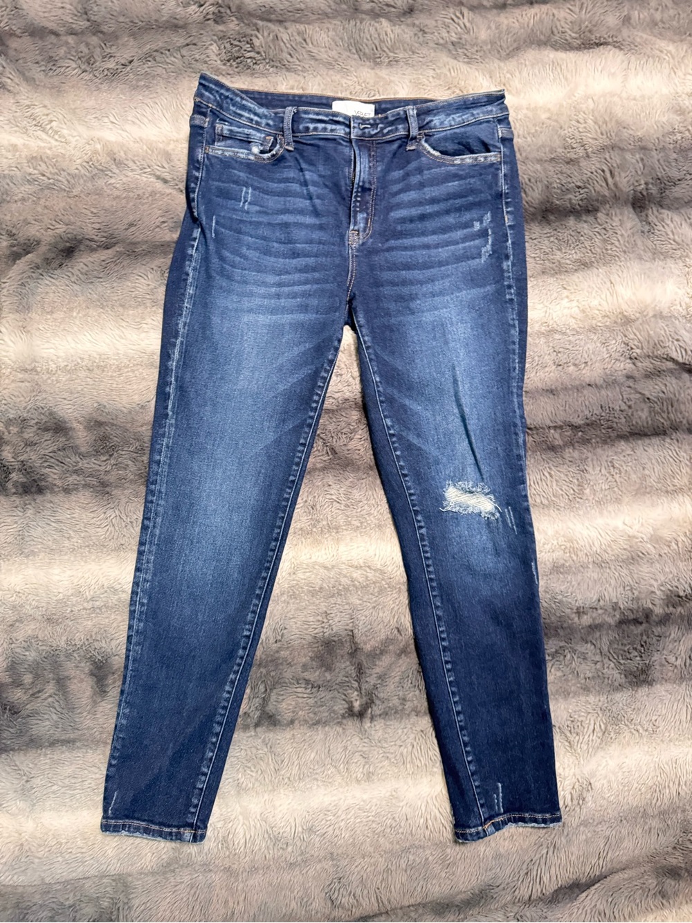 Women’s Dark Blue Distressed Skinny Jeans - Stretch Fit